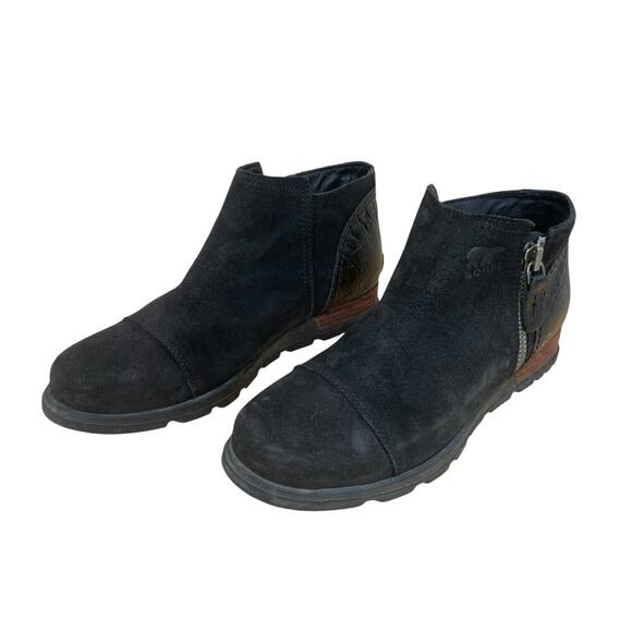 SOREL Major Low Black Suede Leather Side-Zip Women's Ankle Booties - Size 7 - Picture 3 of 15